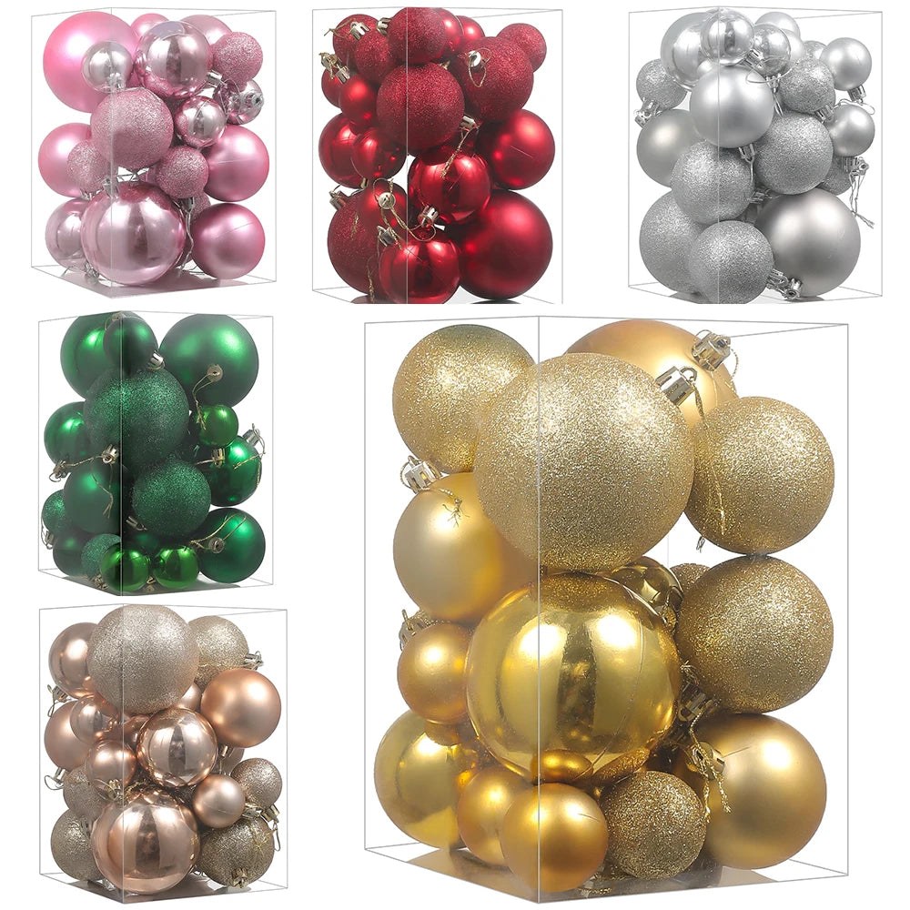 Boules de Noël Décoratives - Ensemble Coloré de 24 Ornements Suspendus