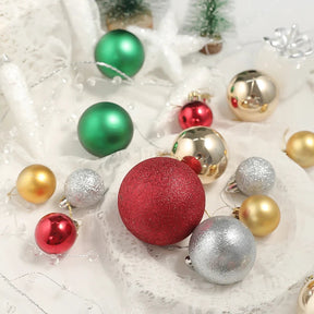Boules de Noël Décoratives - Ensemble Coloré de 24 Ornements Suspendus