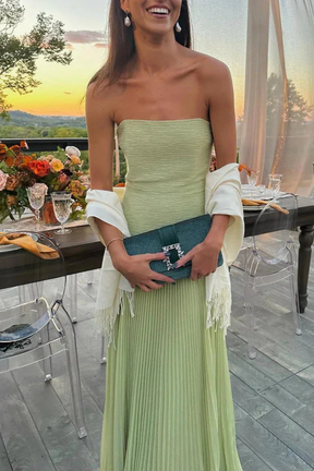 Robe maxi bustier à fronces taille basse femme élégante pour mariage et soirée