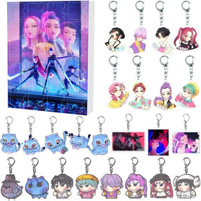 Calendrier de l'Avent Kpop | 24 Porte-clés Fantaisie Sombre Uniques
