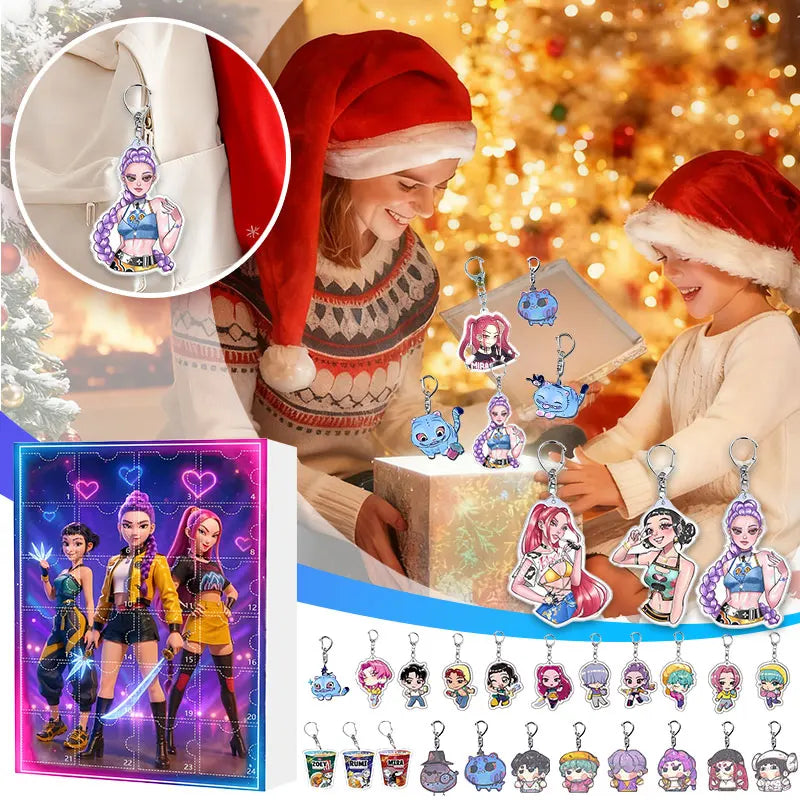 Calendrier de l'Avent Kpop | 24 Porte-clés Fantaisie Sombre Uniques