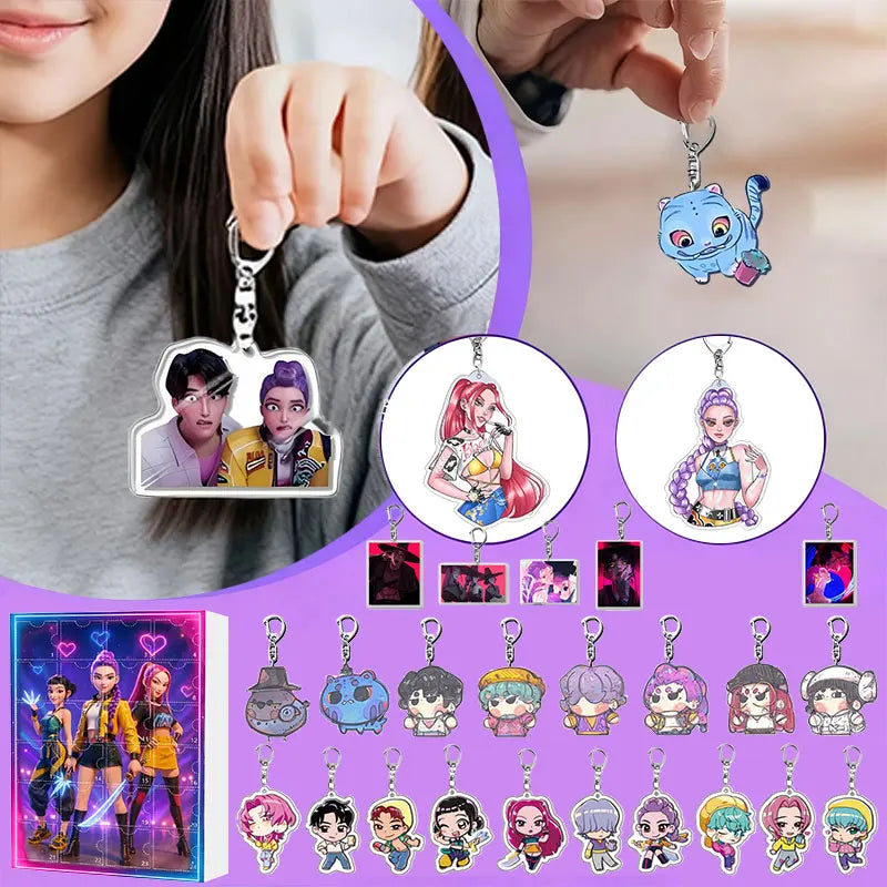 Calendrier de l'Avent K-Pop - 24 Porte-Clés de Fantaisie Sombre