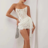 Robe Mini en Dentelle Élégante - Design Bustier et Ajustement Confortable