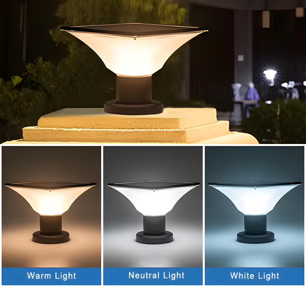 Lampe Solaire Étanche pour Jardin - 3 Couleurs de Lumière et Batterie 4000mAh