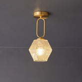 Lampe de Plafond Art Déco - Élégance et Luxe en Verre et Laiton