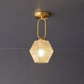 Lampe de Plafond Art Déco - Élégance et Luxe en Verre et Laiton
