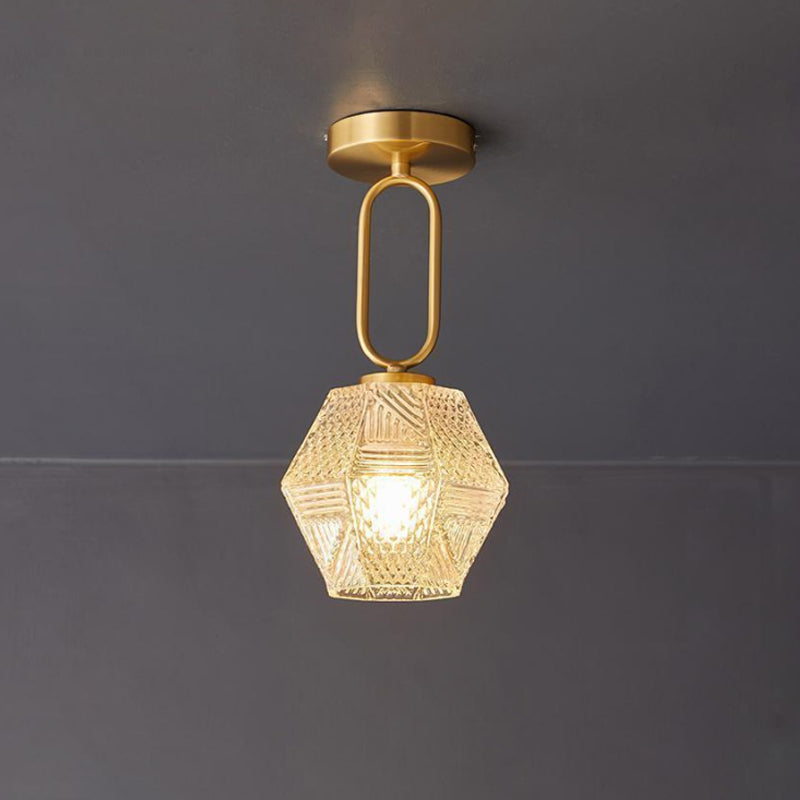 Lampe de Plafond Art Déco - Élégance et Luxe en Verre et Laiton