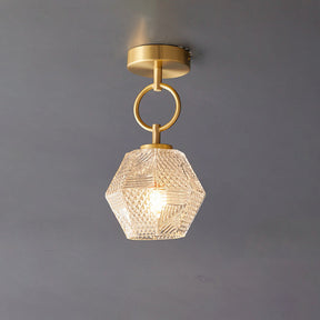 Lampe de Plafond Art Déco - Élégance et Luxe en Verre et Laiton