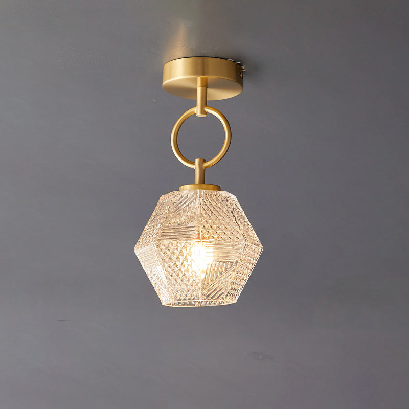 Lampe de Plafond Art Déco - Élégance et Luxe en Verre et Laiton