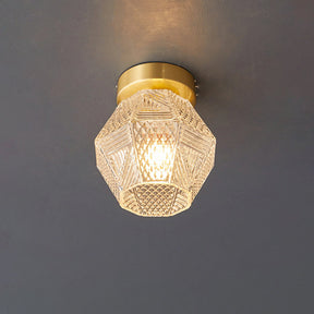 Lampe de Plafond Art Déco - Élégance et Luxe en Verre et Laiton