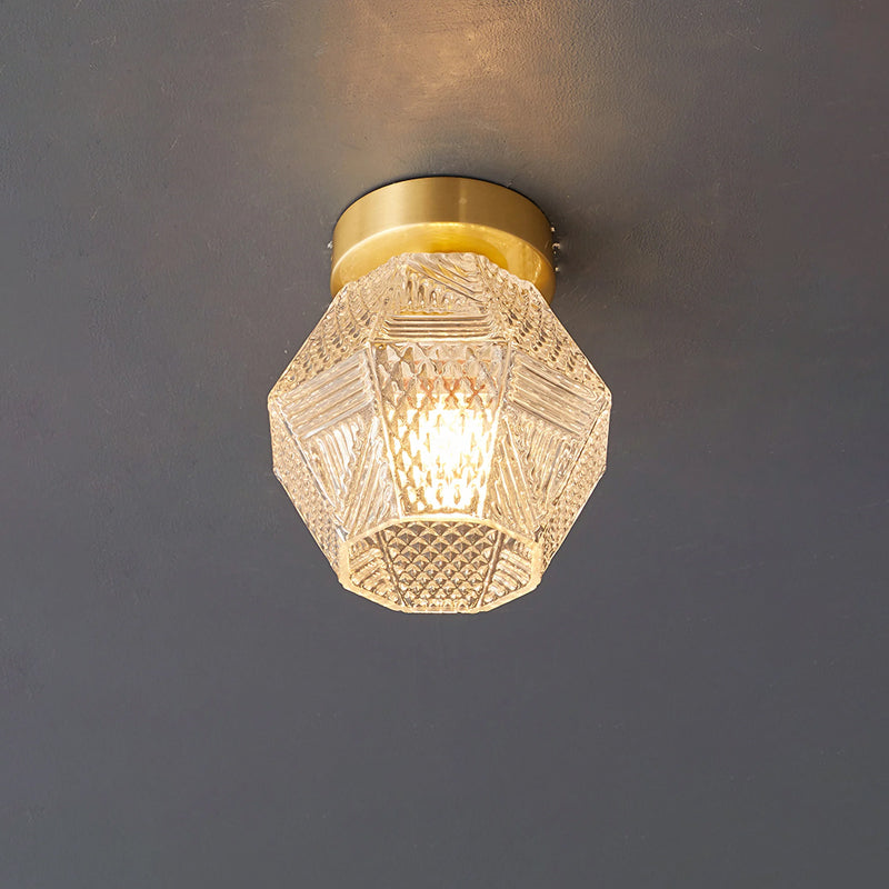 Lampe de Plafond Art Déco - Élégance et Luxe en Verre et Laiton