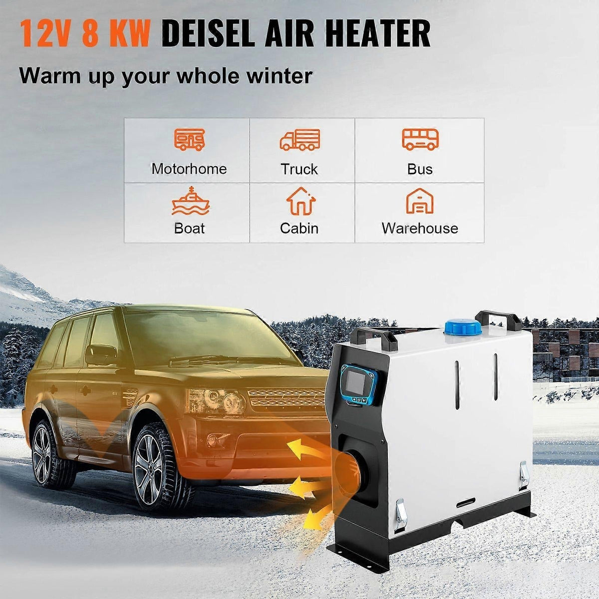 Chauffage Diesel Portable 12V - Boîtier Métallique et Affichage LCD