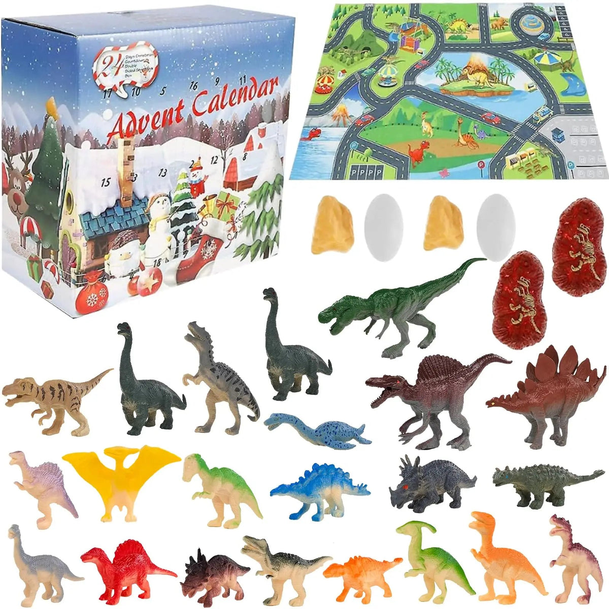 Calendrier de l'Avent Dinosaures | 28 Figurines Éducatives et Amusantes