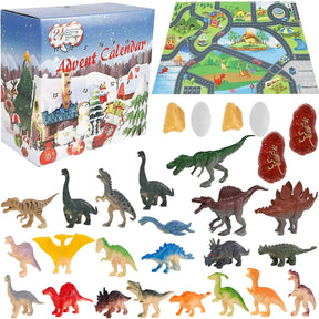 Calendrier de l'Avent Dinosaure Éducatif - 28 Figurines Réalistes et Tapis de Jeu