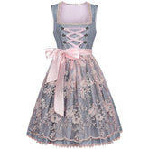Robe Dirndl Grise avec Tablier - Élégance Traditionnelle pour Oktoberfest