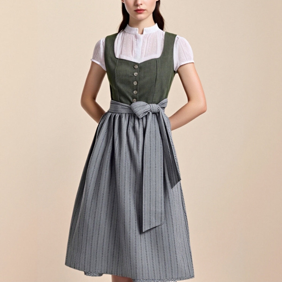 Robe Dirndl Traditionnelle avec Tablier - Élégante Tenue pour Oktoberfest