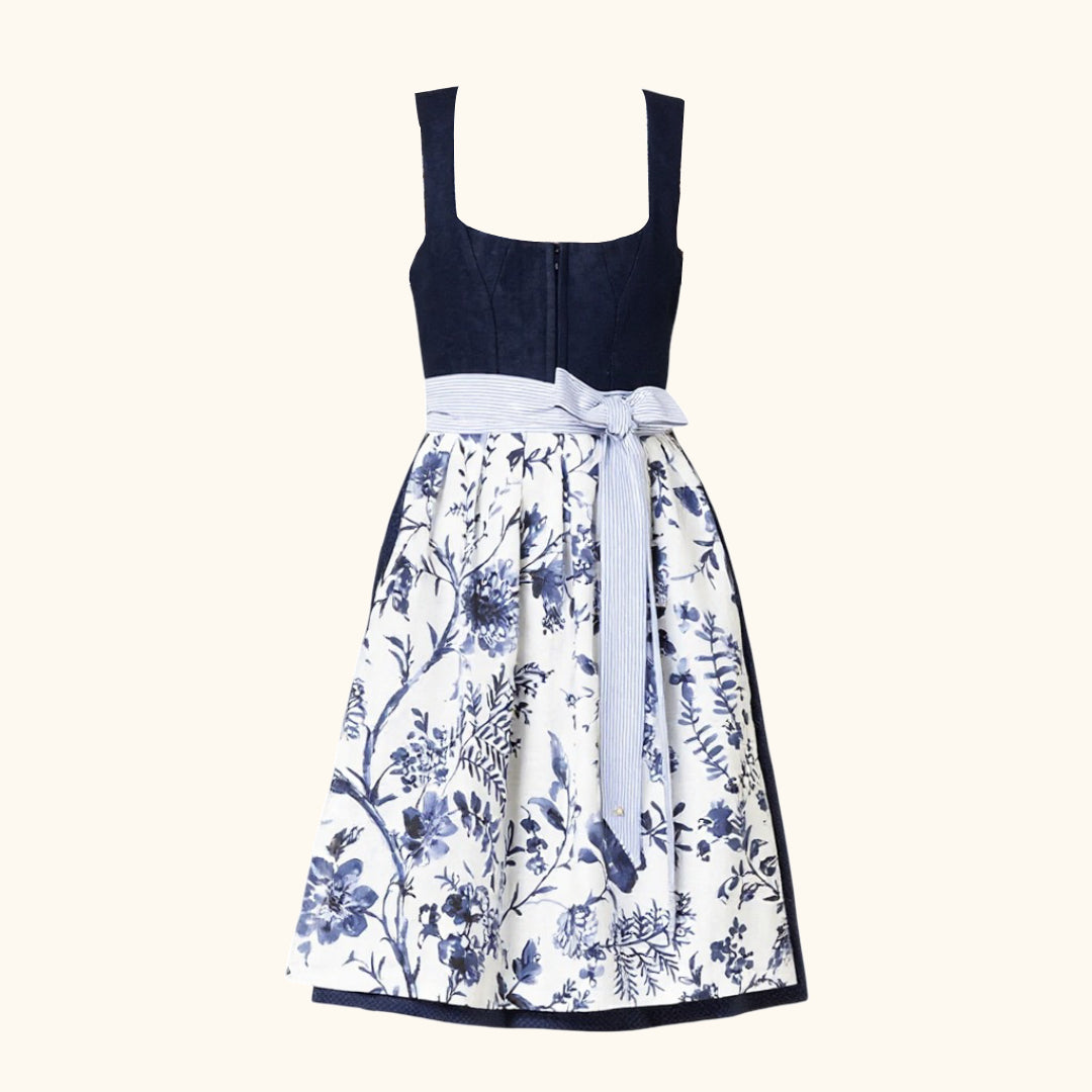 Dirndl Traditionnel à Motif Floral - Élégance Bavaroise pour Oktoberfest