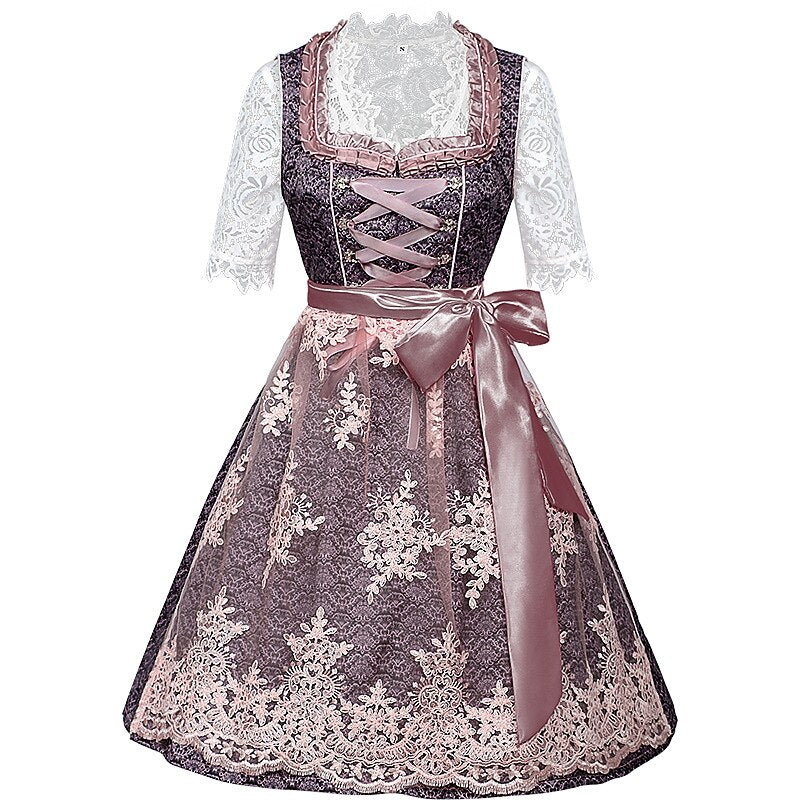 Robe dirndl traditionnelle avec broderie - Ensemble élégant pour Oktoberfest