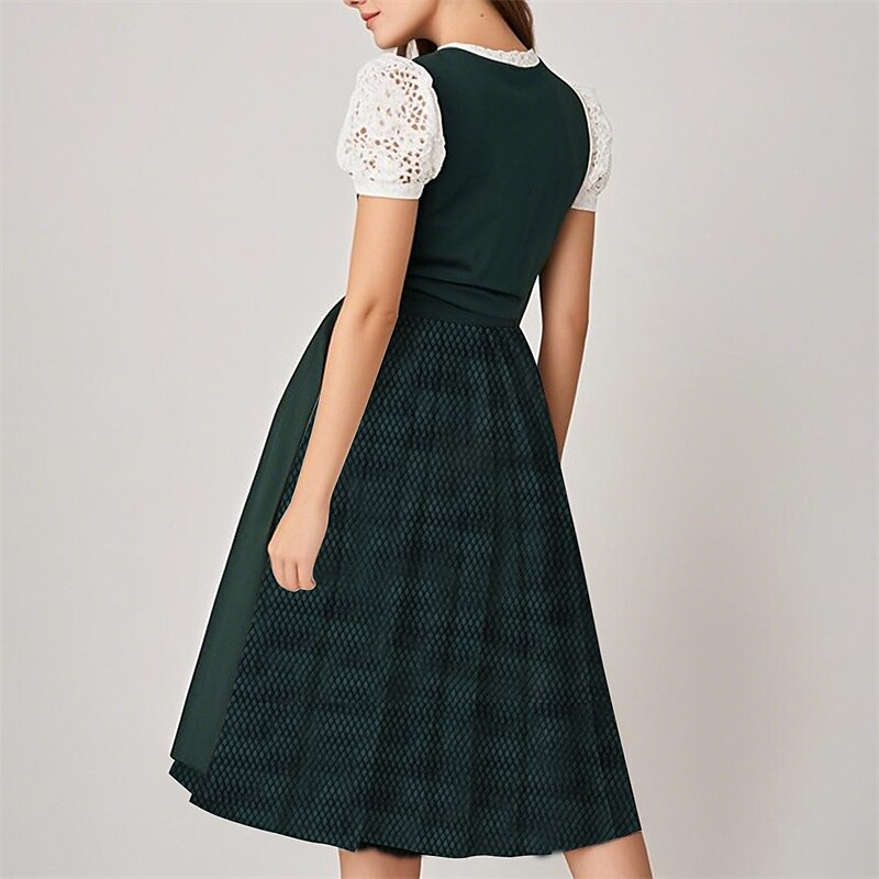 Dirndl Vert Foncé pour Femmes - Robe Traditionnelle Élégante pour Oktoberfest