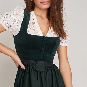 Dirndl Vert Foncé pour Femmes - Robe Traditionnelle Élégante pour Oktoberfest