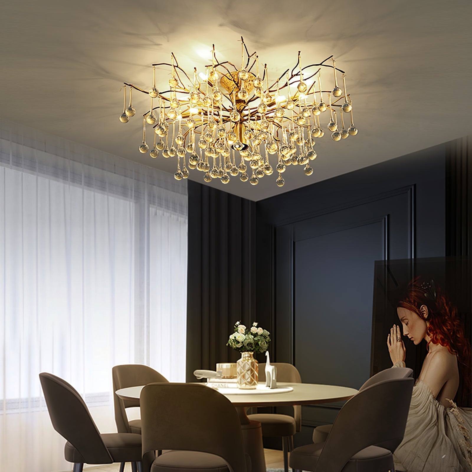 Plafonnier Élégant en Verre - Finition Luxueuse et Lumière Douce