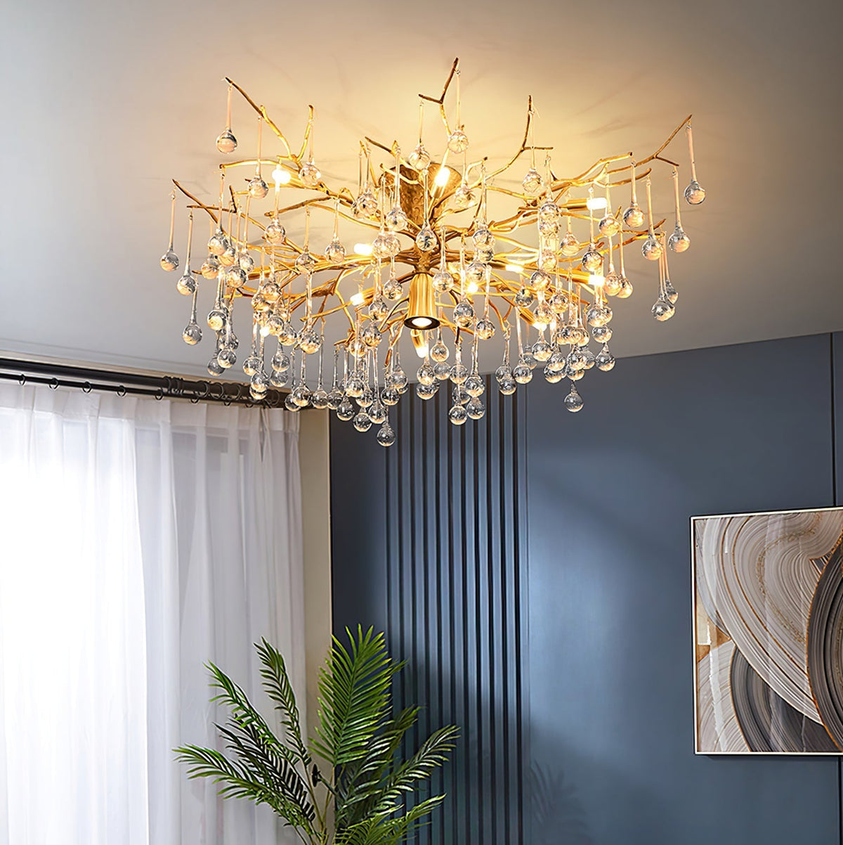 Plafonnier Élégant en Verre - Finition Luxueuse et Lumière Douce