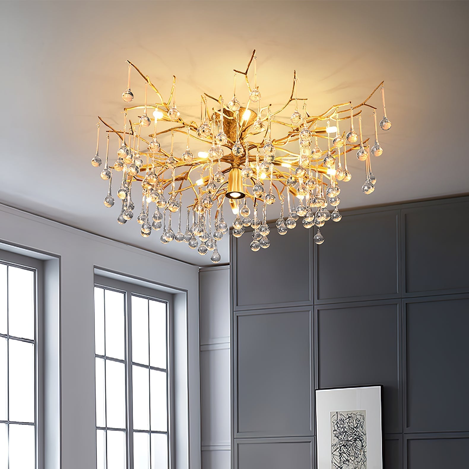 Plafonnier Élégant en Verre - Finition Luxueuse et Lumière Douce