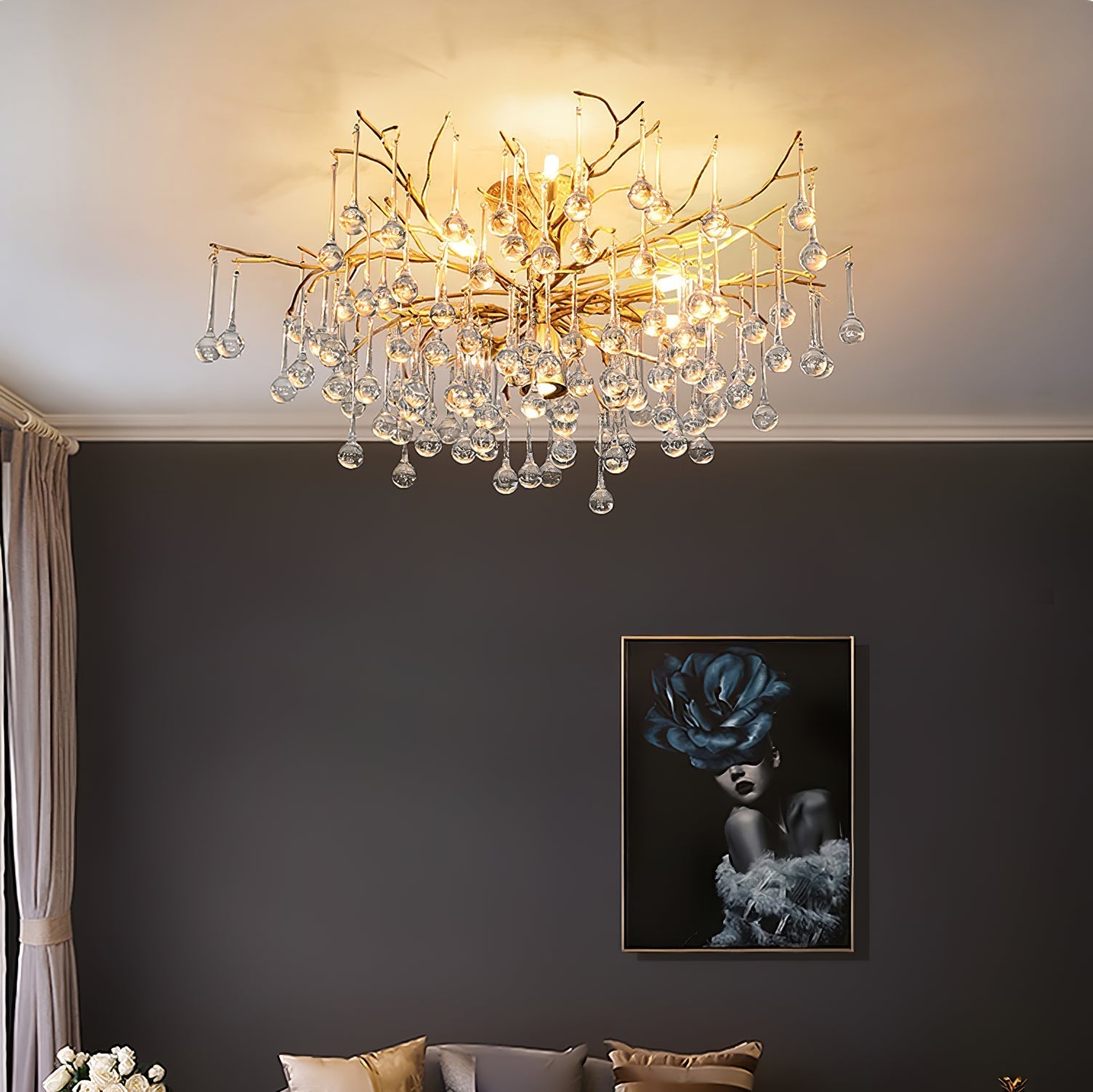 Plafonnier Élégant en Verre - Finition Luxueuse et Lumière Douce