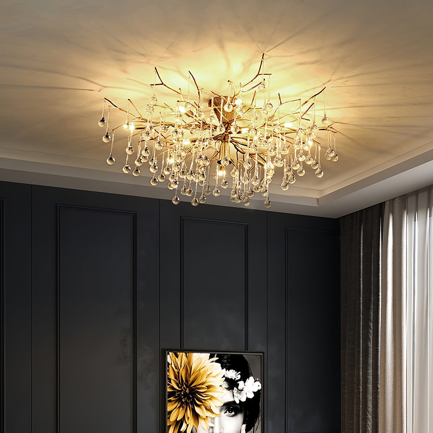 Plafonnier Élégant en Verre - Finition Luxueuse et Lumière Douce
