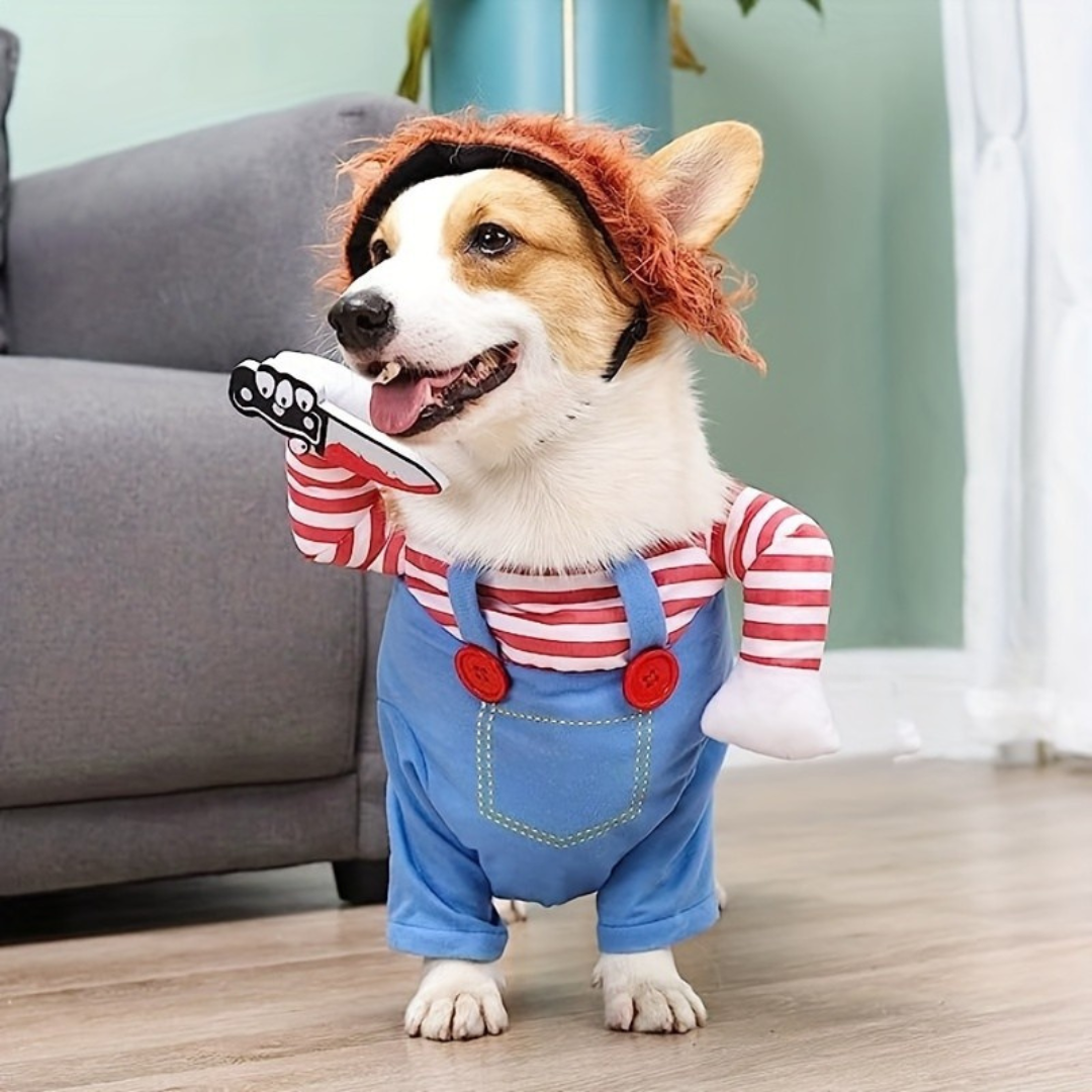 Costume Halloween pour Chien - Design Effrayant en Peluche Douce