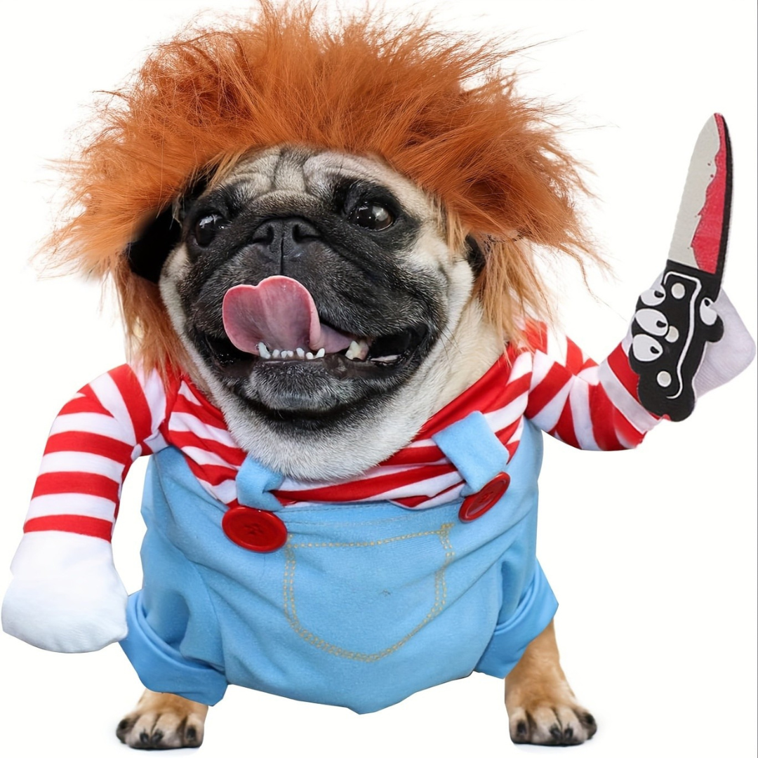 Costume Halloween pour Chien - Design Effrayant en Peluche Douce