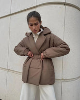 Veste Puffer Femme Chic - Ceinture et Rembourrage Confortable