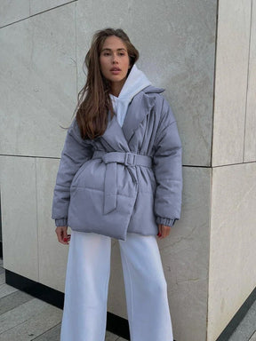 Veste Puffer Femme Chic - Ceinture et Rembourrage Confortable