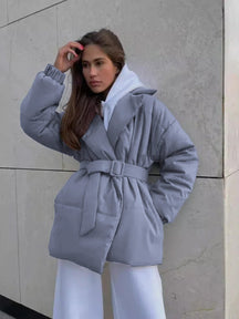 Veste Puffer Femme Chic - Ceinture et Rembourrage Confortable