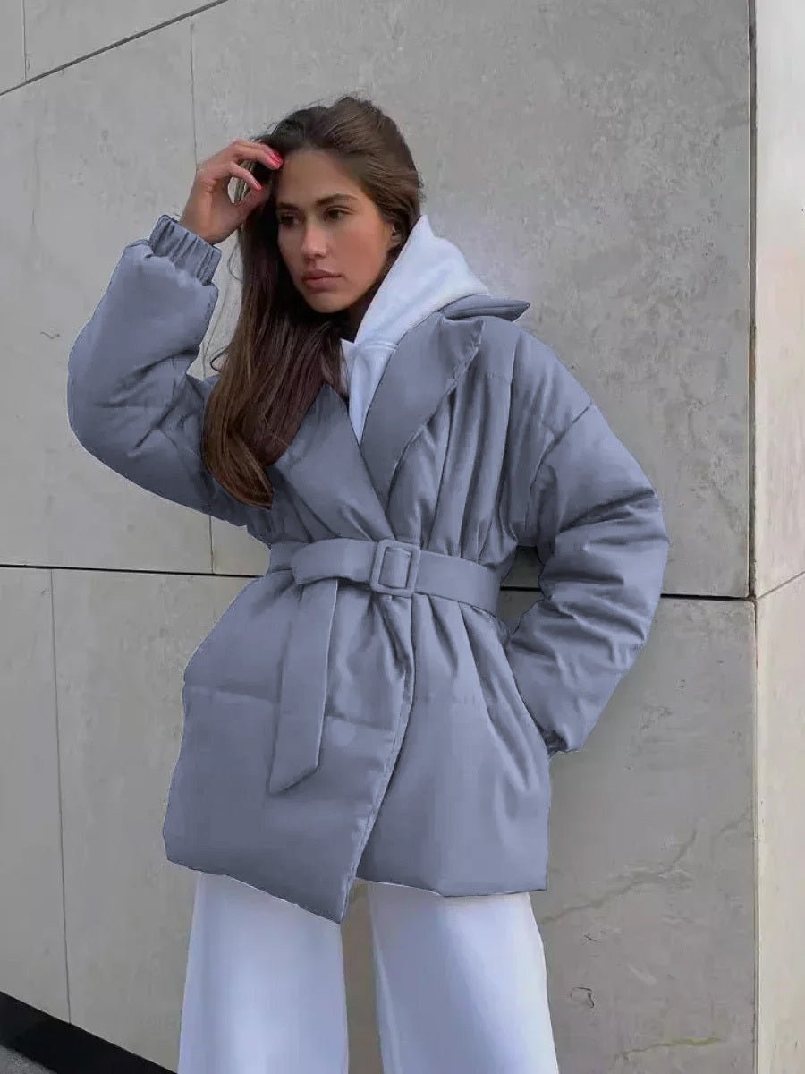 Veste Puffer Femme Chic - Ceinture et Rembourrage Confortable