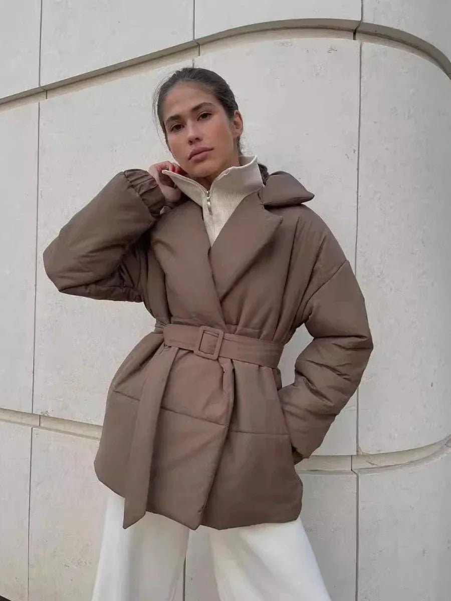 Veste Puffer Femme Chic - Ceinture et Rembourrage Confortable
