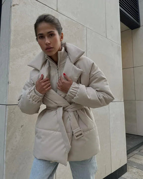 Veste Puffer Femme Chic - Ceinture et Rembourrage Confortable