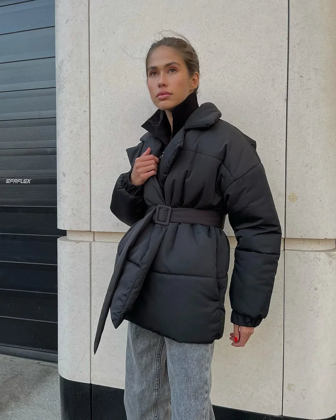 Veste Puffer Femme Chic - Ceinture et Rembourrage Confortable