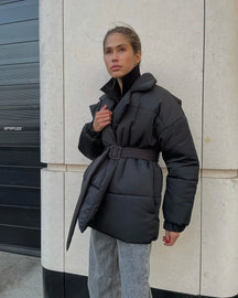 Veste Puffer Femme Chic - Ceinture et Rembourrage Confortable