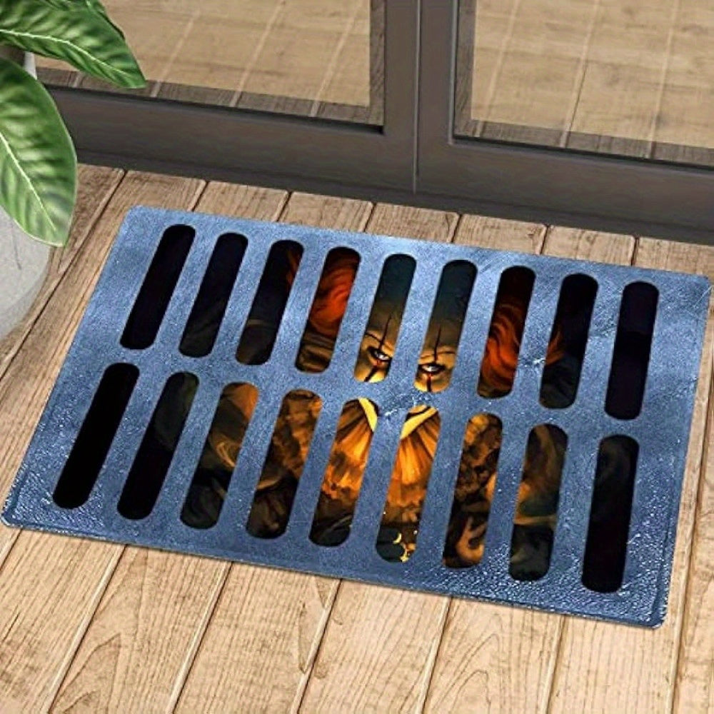 Tapis de Porte Halloween Effrayant - Polyester Antidérapant et Facile à Nettoyer