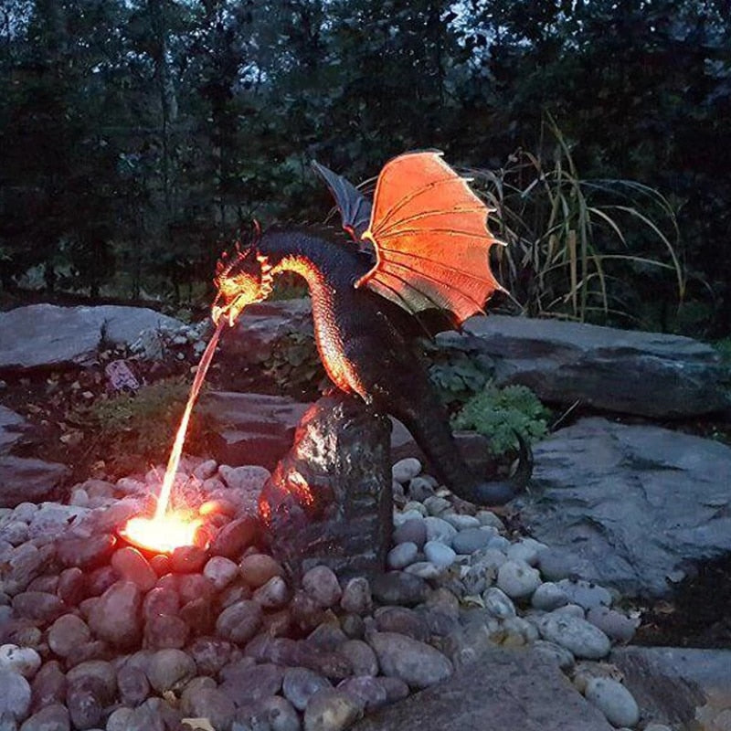 Fontaine de Dragon Cracheur de Feu - Sculpture Enchanteresse pour Jardin