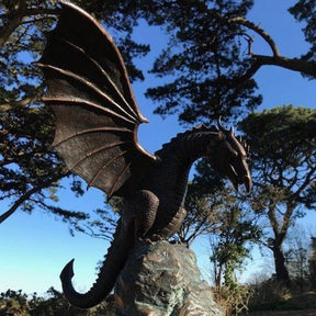 Fontaine de Dragon Cracheur de Feu - Sculpture Enchanteresse pour Jardin