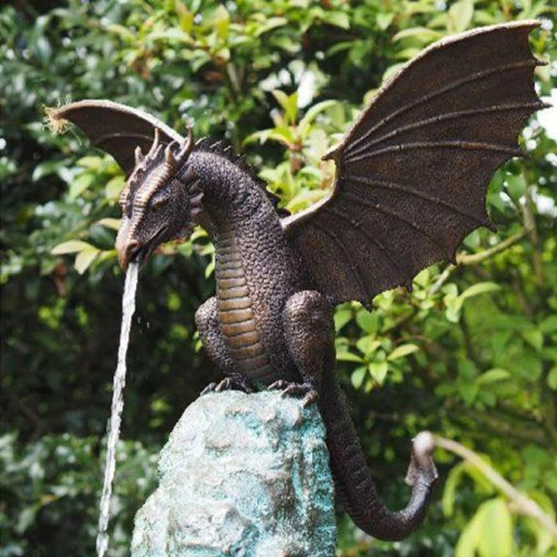 Fontaine de Dragon Cracheur de Feu - Sculpture Enchanteresse pour Jardin