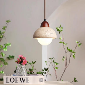 Lampe Pendante en Pierre - Design Sculptural et Éclairage Doux