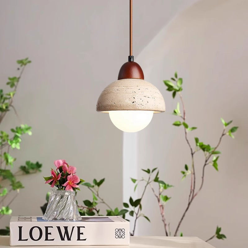 Lampe Pendante en Pierre - Design Sculptural et Éclairage Doux