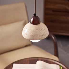 Lampe Pendante en Pierre - Design Sculptural et Éclairage Doux