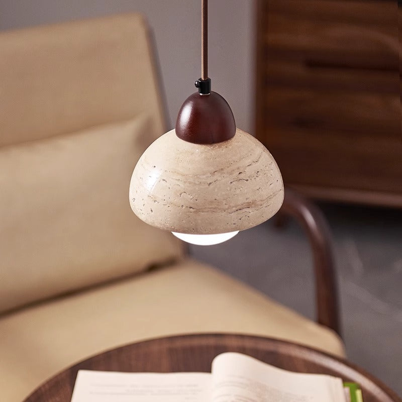 Lampe Pendante en Pierre - Design Sculptural et Éclairage Doux