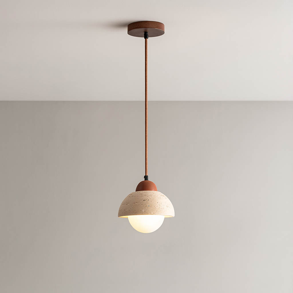 Lampe Pendante en Pierre - Design Sculptural et Éclairage Doux