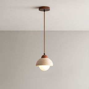 Lampe Pendante en Pierre - Design Sculptural et Éclairage Doux