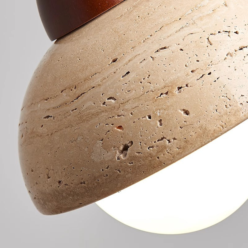 Lampe Pendante en Pierre - Design Sculptural et Éclairage Doux